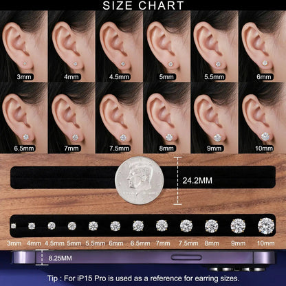 Screw Back Solitaire Moissanite Stud Earrings