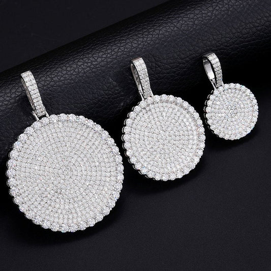 S925 Moissanite Round Dog Tag Pendant