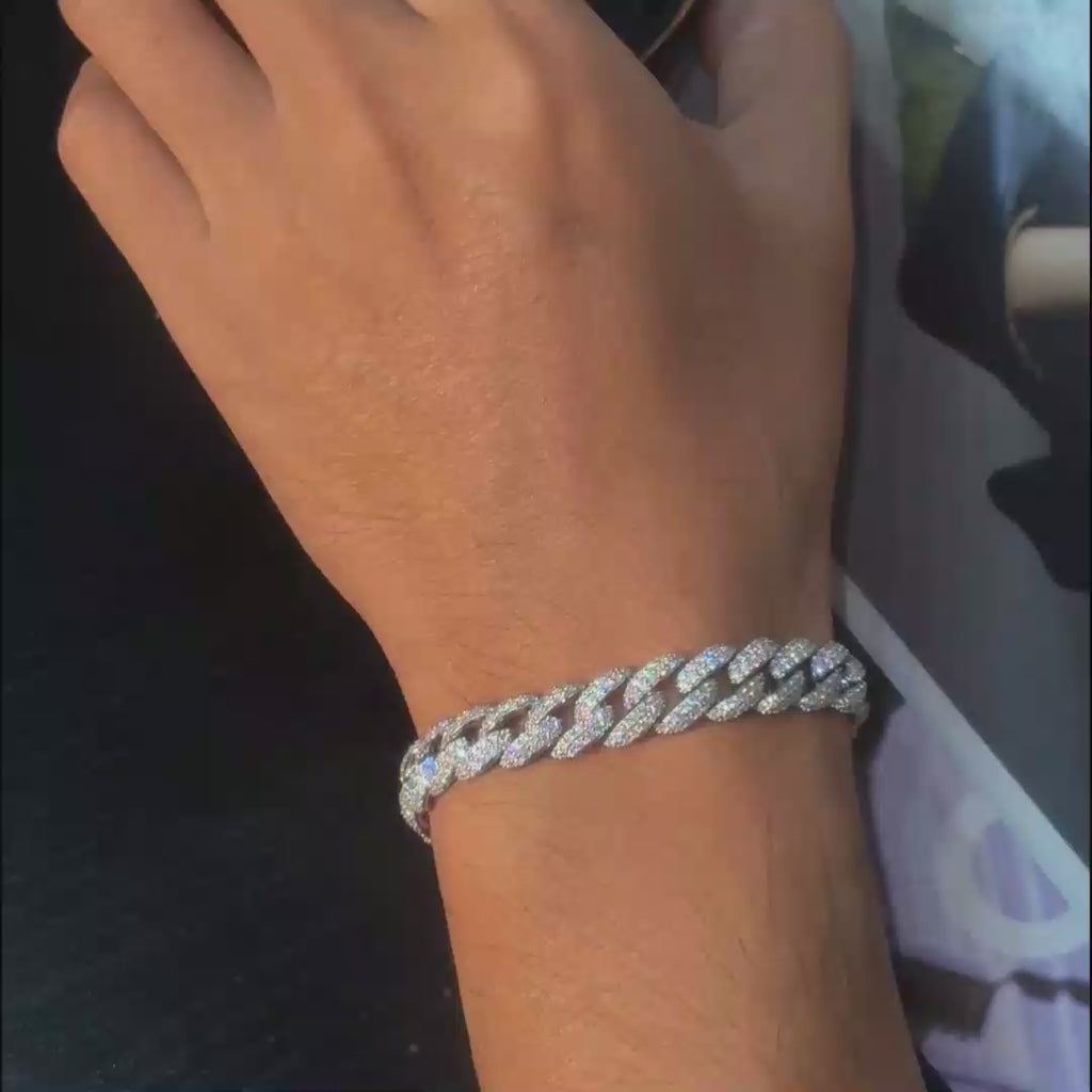 10mm S925 2 Row Moissanite Bubble Cuban Link Bracelet