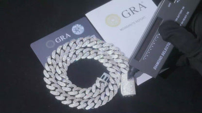16mm S925 3 Rows Moissanite Cuban Link Chain