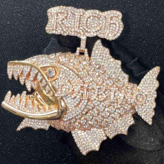 S925 Moissanite Rich Piranha Letter Pendant