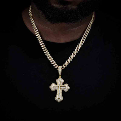 S925 Moissanite Double Layer Cross Pendant