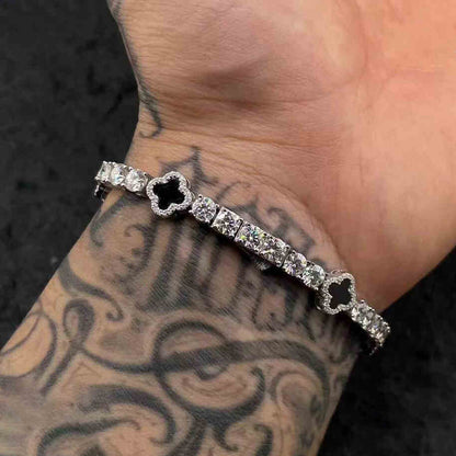 4mm S925 Moissanite Tennis Bracelet With Four Leaf Clover