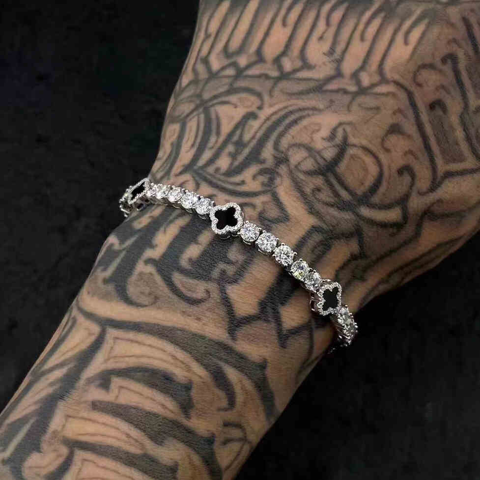 4mm S925 Moissanite Tennis Bracelet With Four Leaf Clover