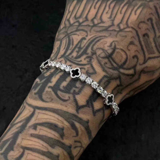 4mm S925 Moissanite Tennis Bracelet With Four Leaf Clover