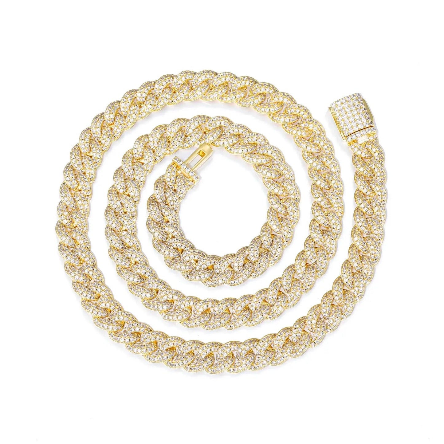 8mm S925 2 Rows Moissanite Bubble Cuban Link Chain