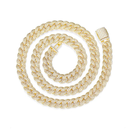 8mm S925 2 Rows Moissanite Bubble Cuban Link Chain