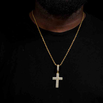 S925 Moissanite 2 Layer Cross Pendant
