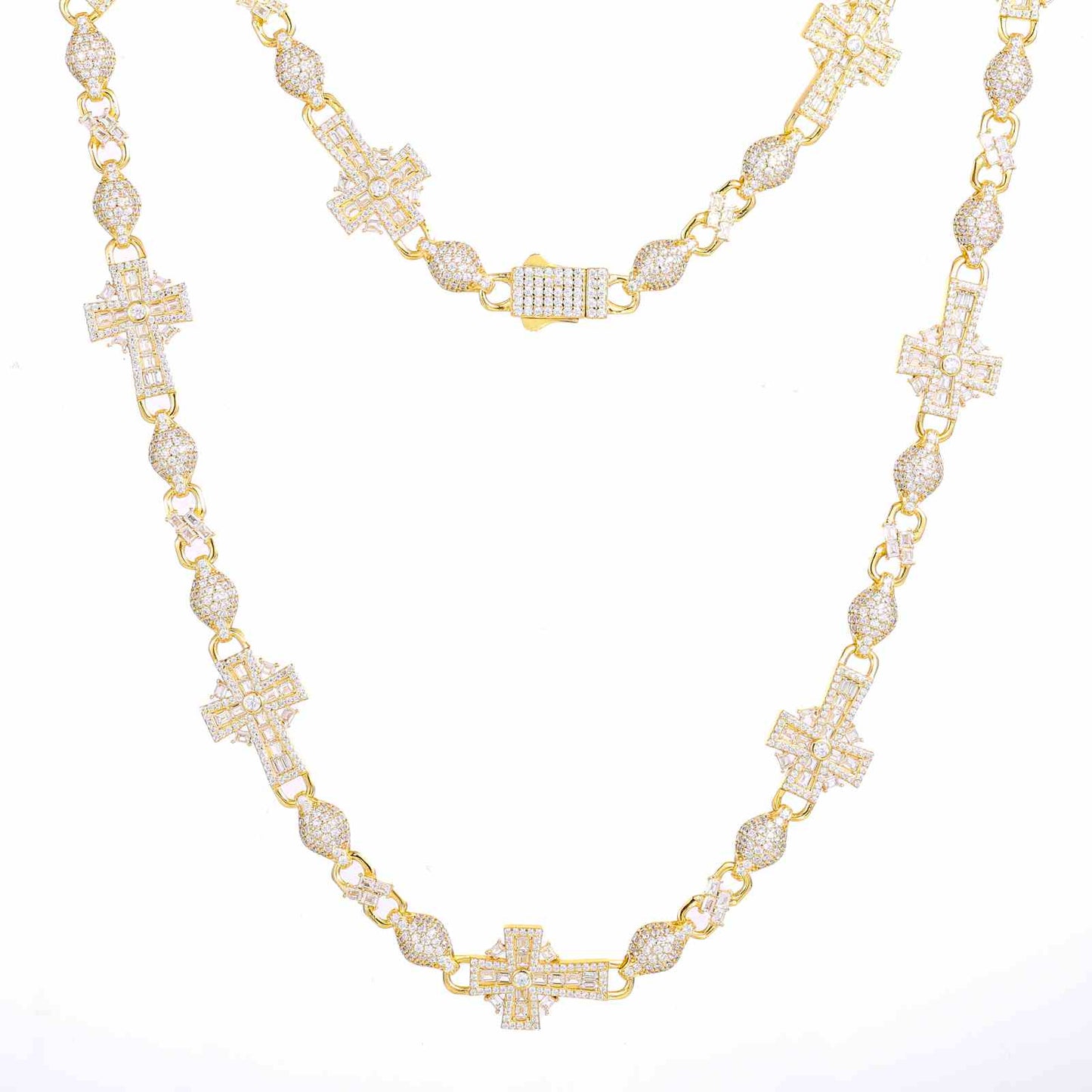 14mm S925 Baguette Moissanite Celtic Cross Chain