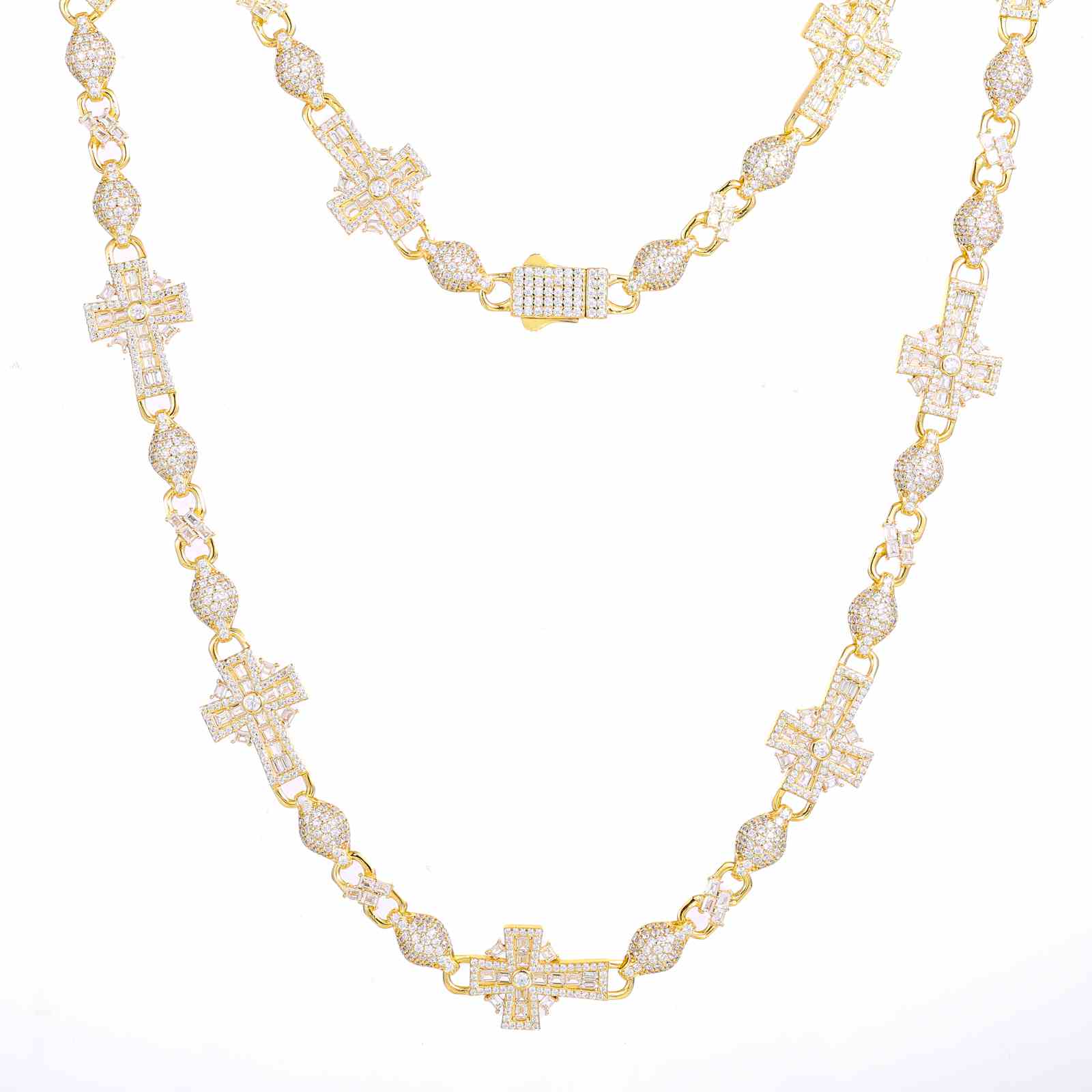 14mm S925 Baguette Moissanite Celtic Cross Chain