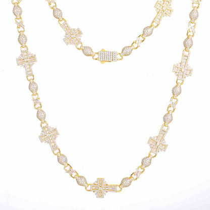 14mm S925 Baguette Moissanite Celtic Cross Chain