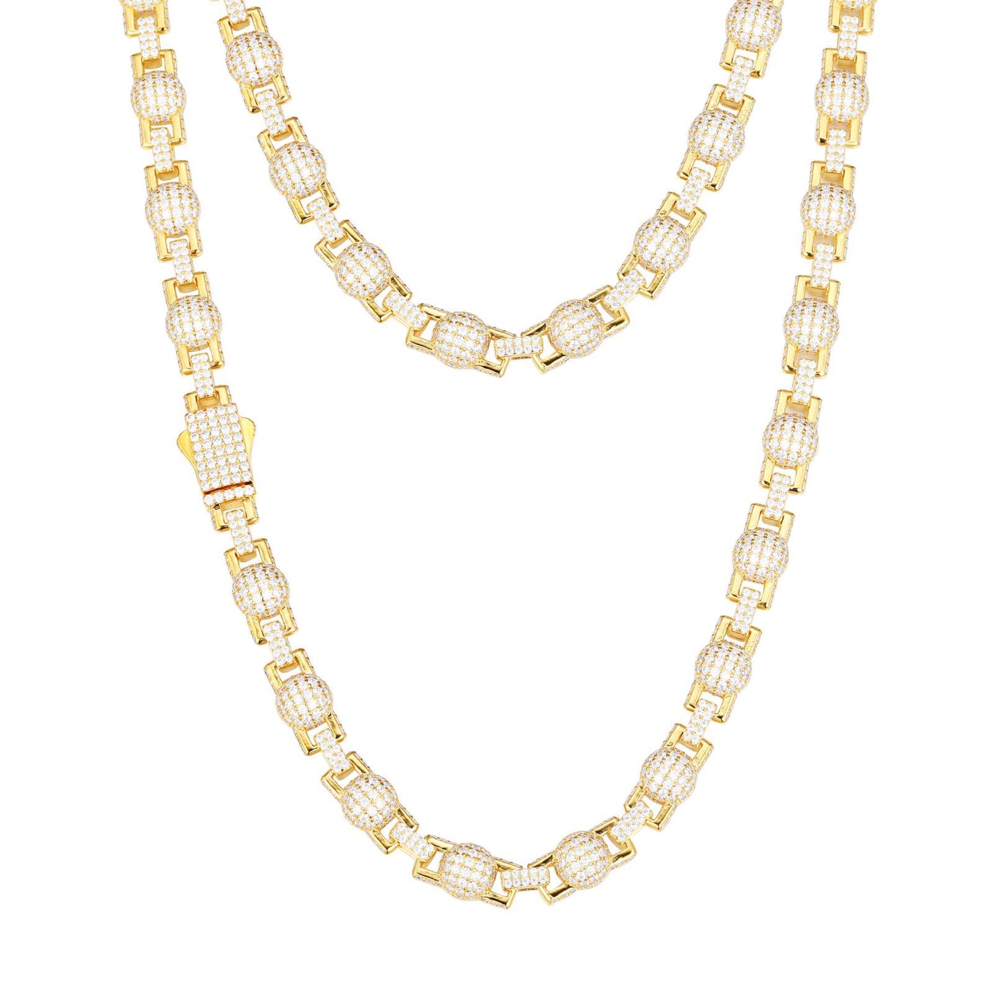 18.5mm S925 Moissanite Sun Moon Elf Ball Link Chain