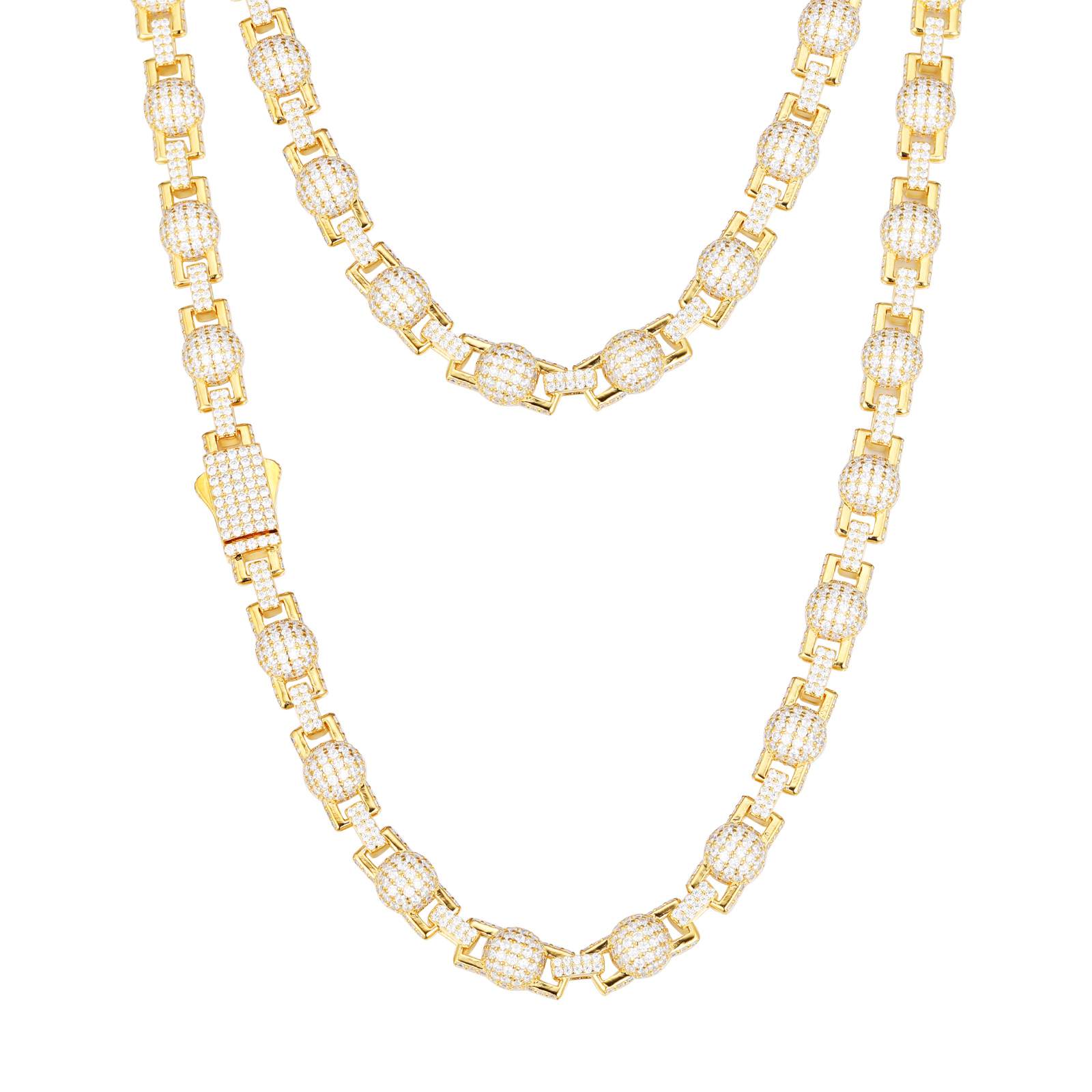 18.5mm S925 Moissanite Sun Moon Elf Ball Link Chain