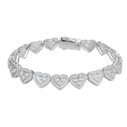 8mm S925 Moissanite Three Stone Heart Tennis Bracelet