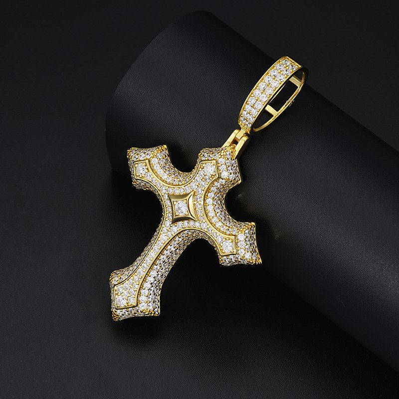 S925 Moissanite 3 Layer Flory Cross Pendant
