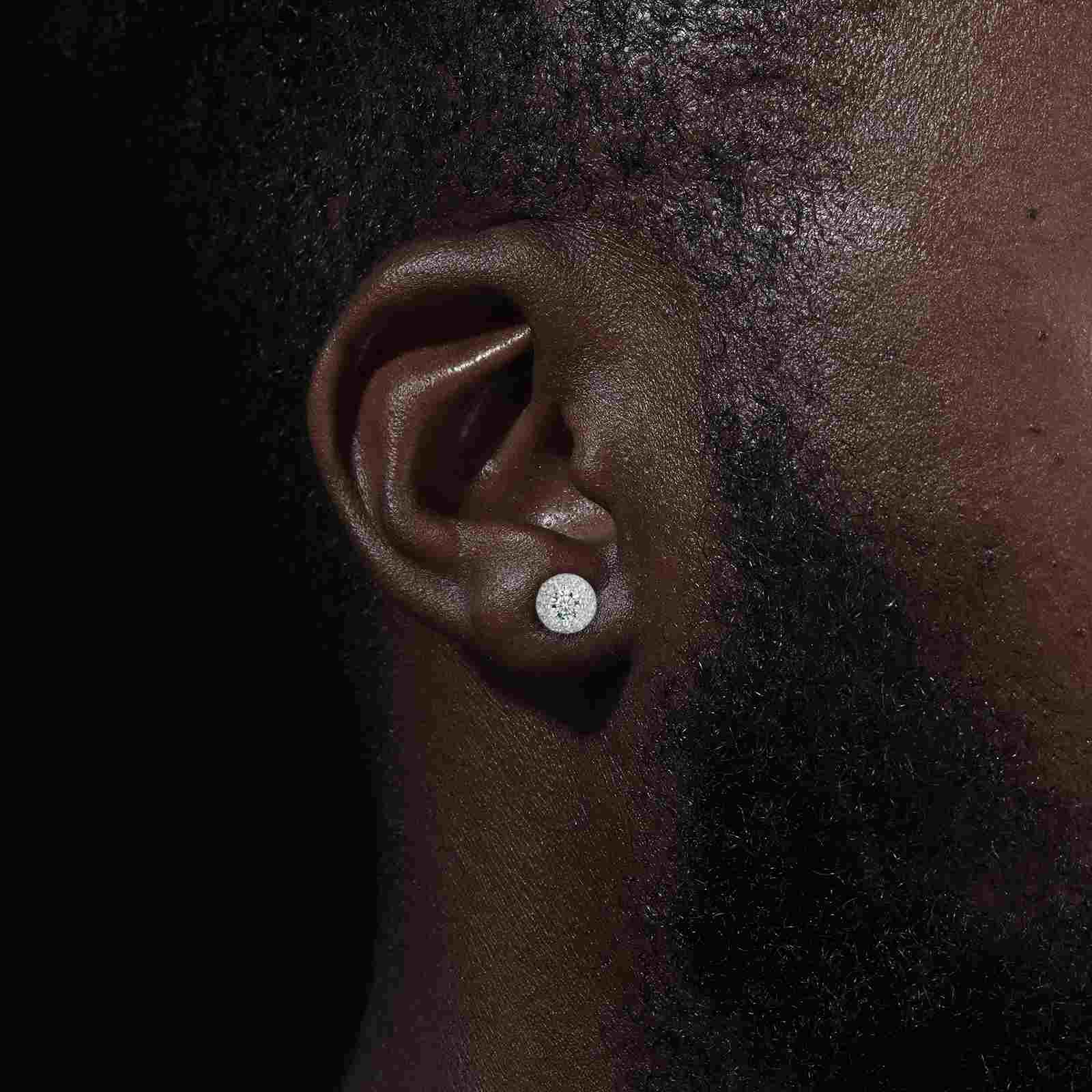 S925 Moissanite Hemisphere Halo Stud Earring