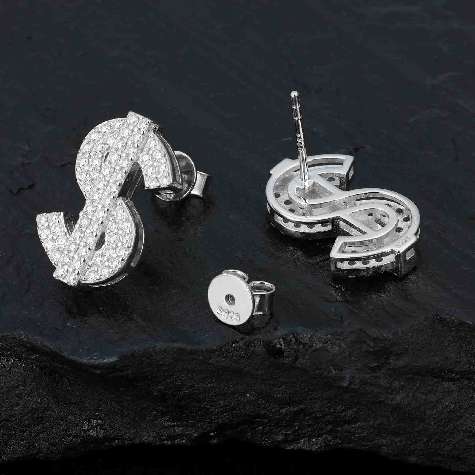S925 Moissanite US Dollar Stud Earrings