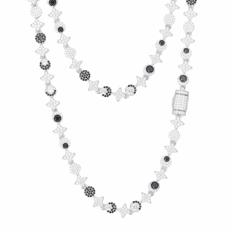 18.5mm S925 Moissanite Sun Moon Elf Ball Link Chain