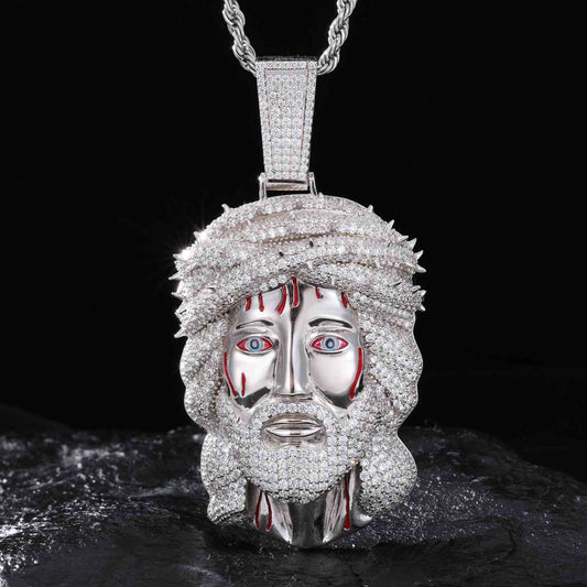 S925 Moissanite Anguished Jesus Head Pendant