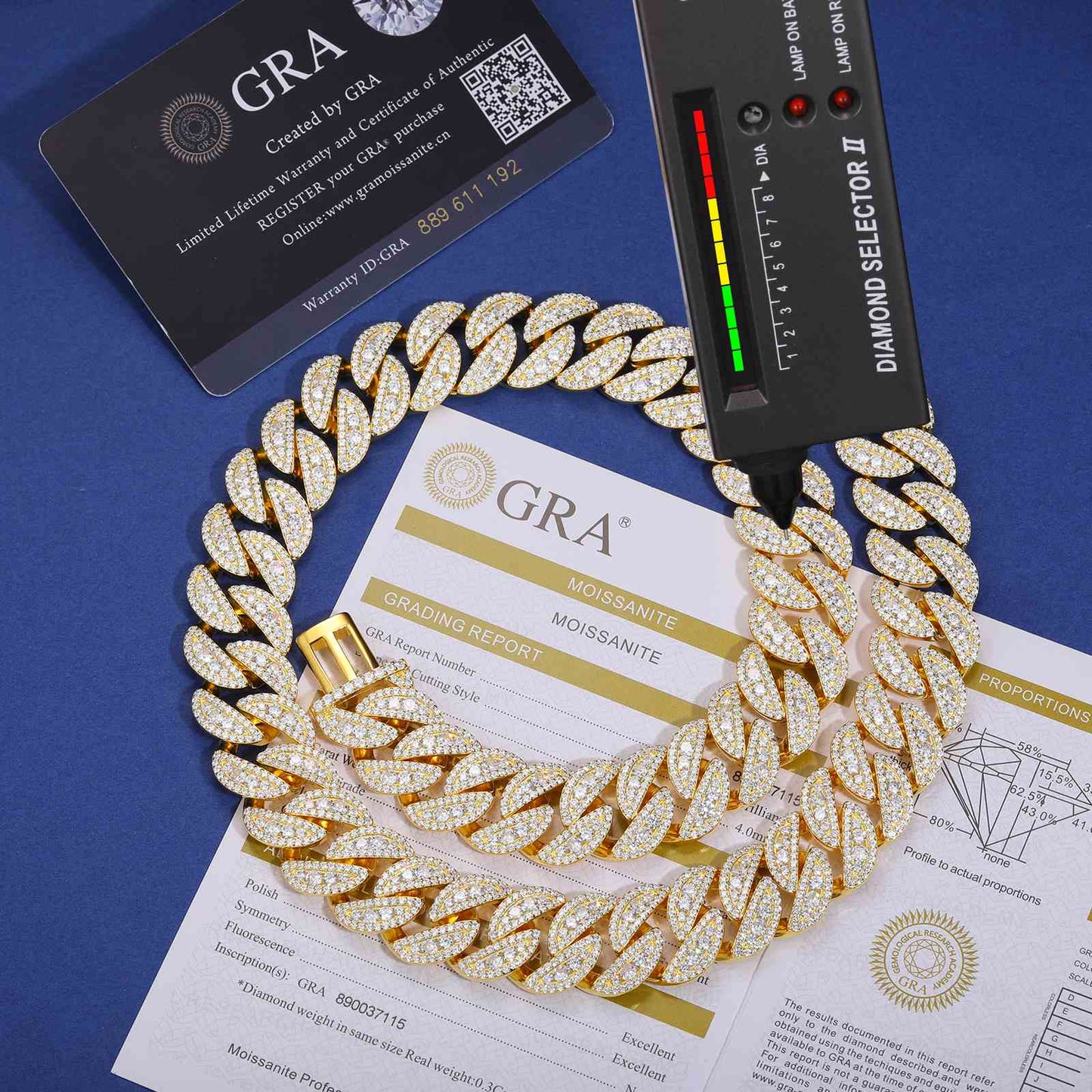 18mm S925 3 Rows Moissanite Round Cuban Link Chain