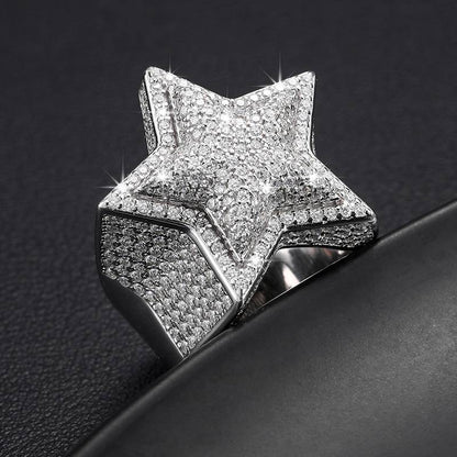 S925 Micro Moissanite Star Ring