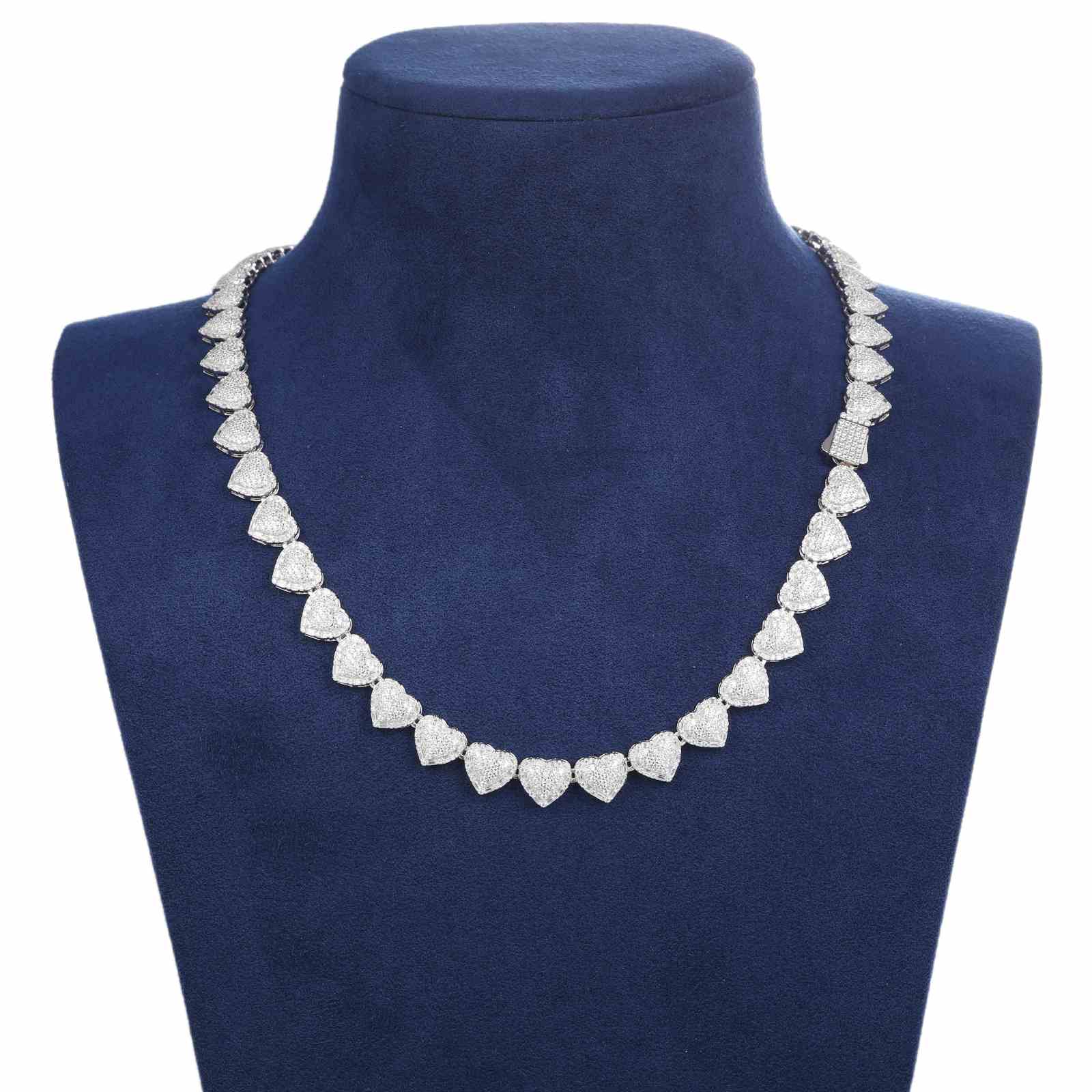 10mm S925 Baguette Moissanite Iced Heart Link Chain