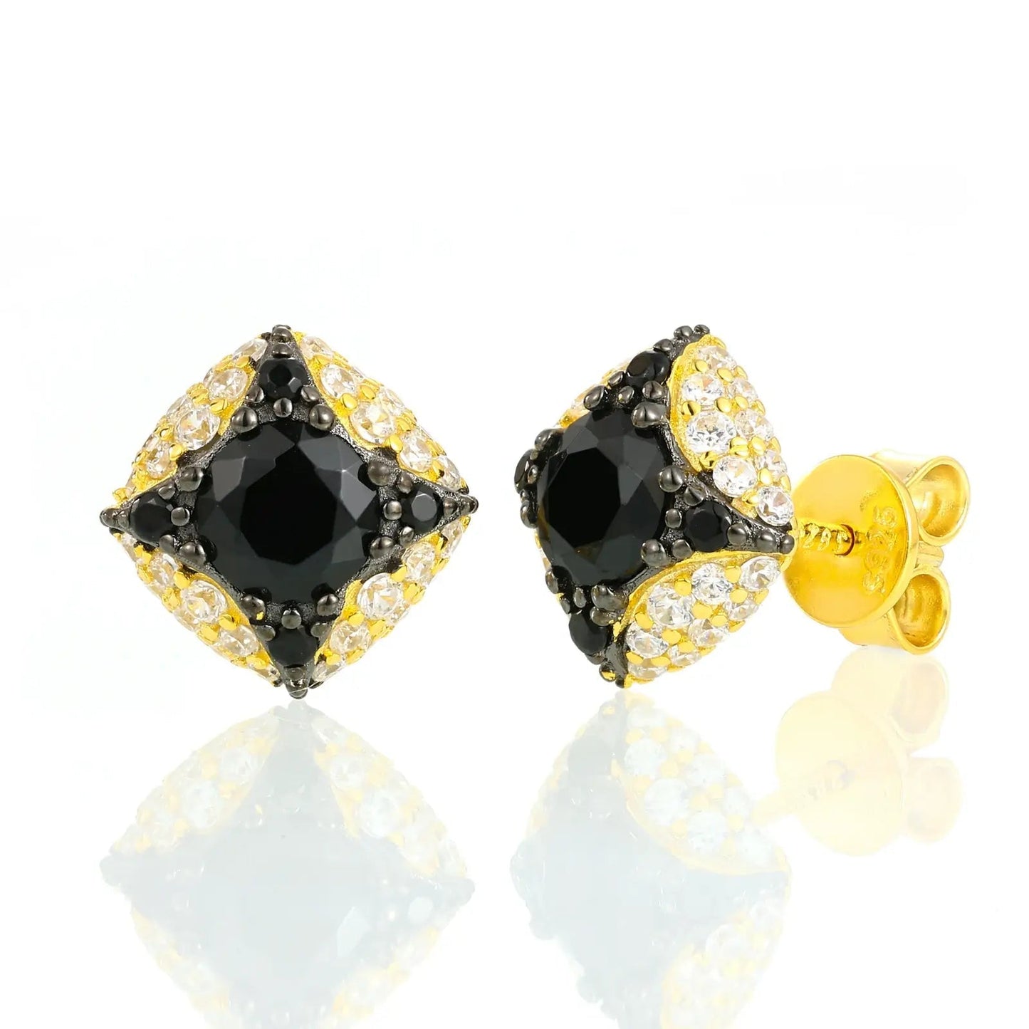 S925 Moissanite Black Four-pointed Star Stud Earrings
