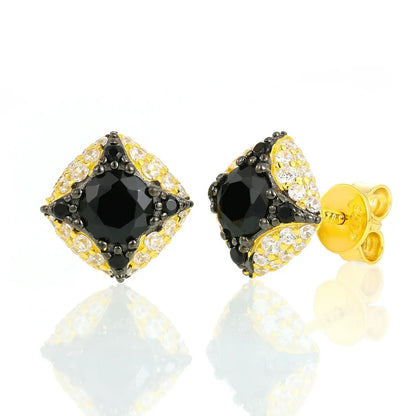 S925 Moissanite Black Four-pointed Star Stud Earrings