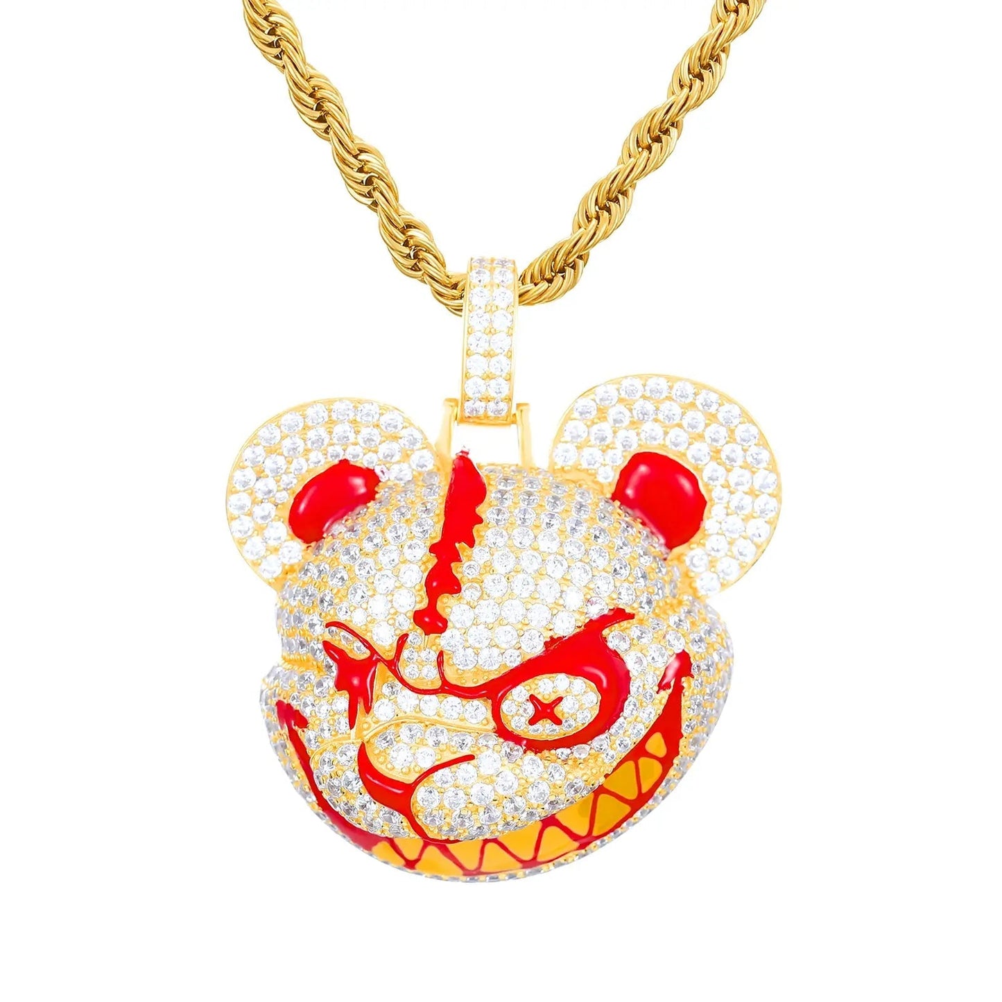 S925 Moissanite Violent Bear Head Pendant