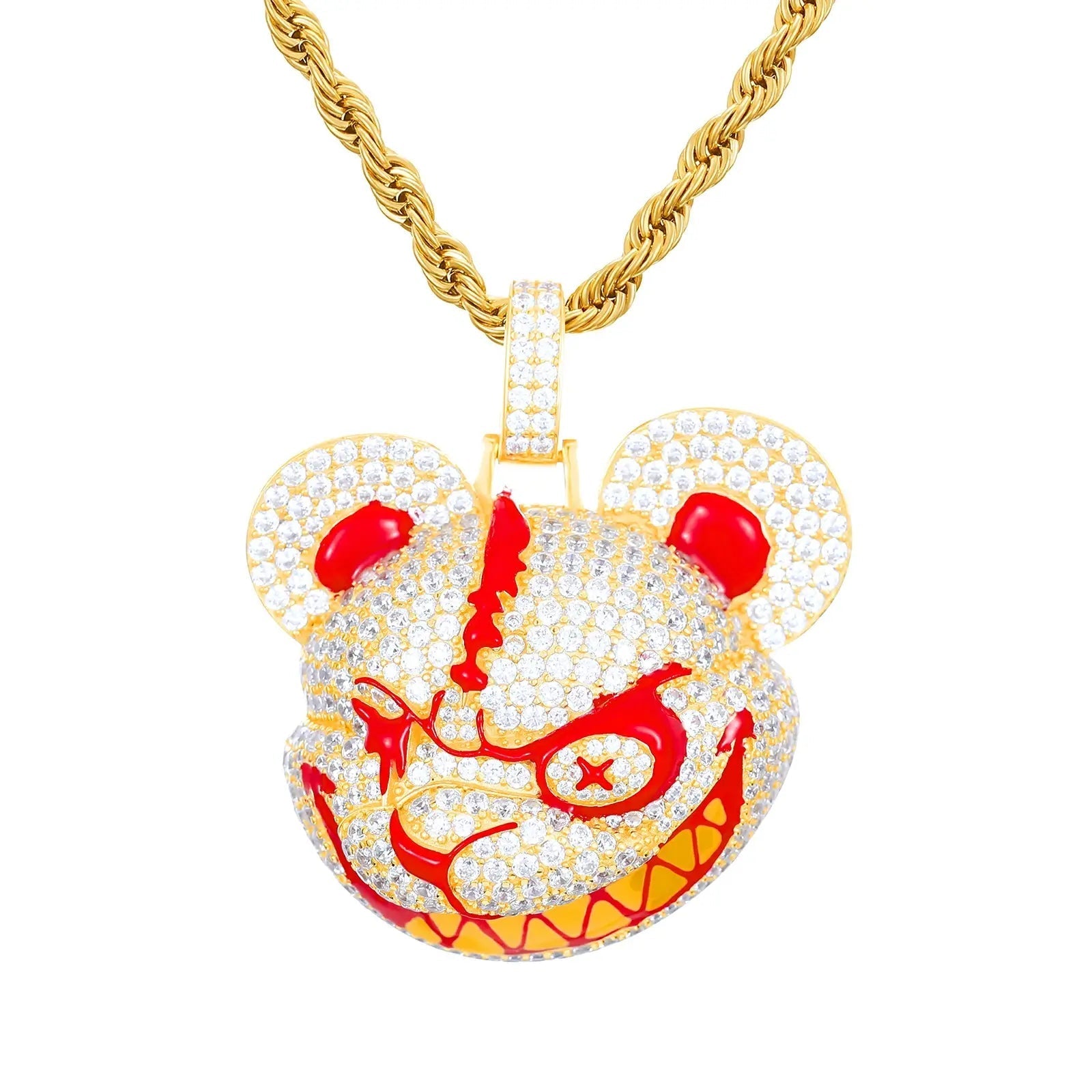 S925 Moissanite Violent Bear Head Pendant