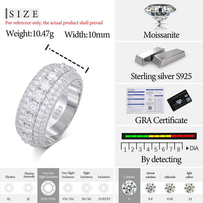 S925 5 Layers Moissanite Band Ring
