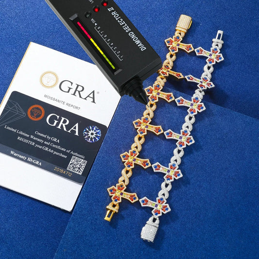 26mm S925 Moissanite Infinity Candy Cross Link Bracelet