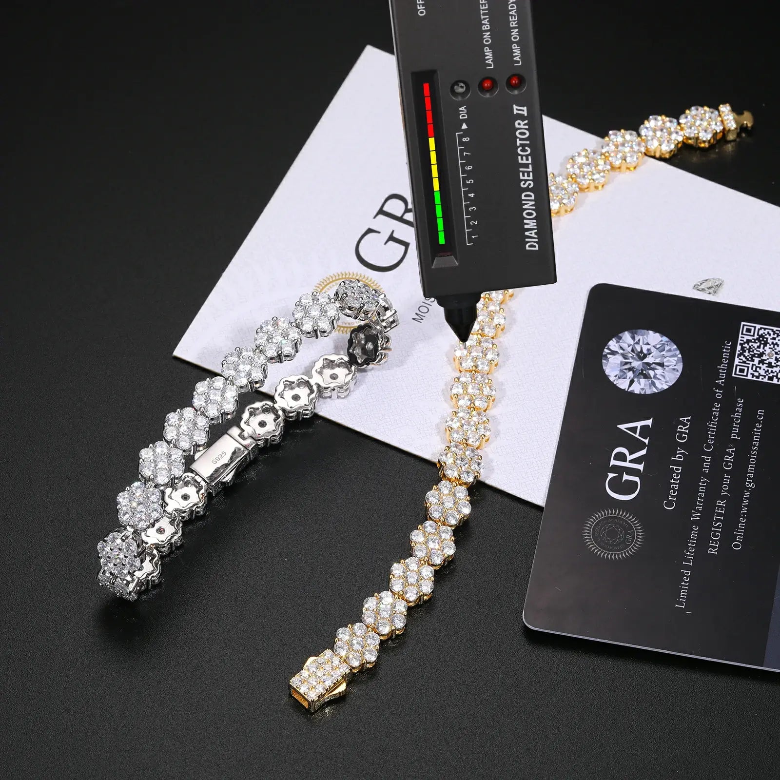 9mm S925 Moissanite Flower Tennis Bracelet