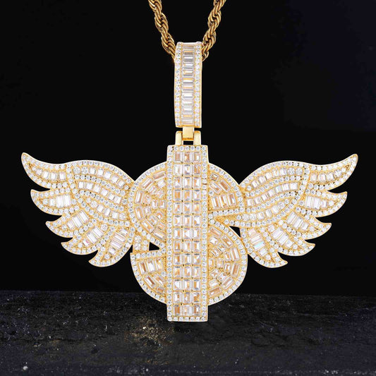 S925 Moissanite US Dollar Wing Pendant