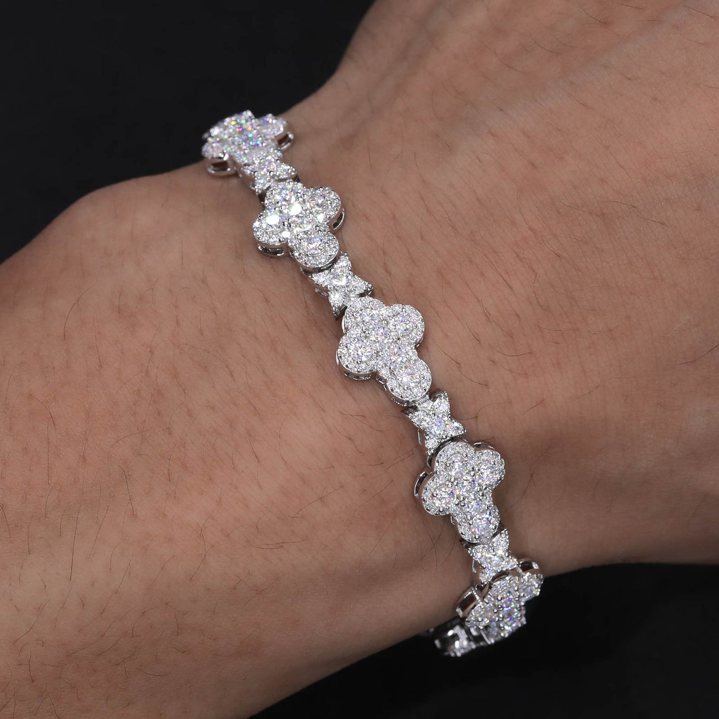 10mm S925 Moissanite Star Cross Link Bracelet