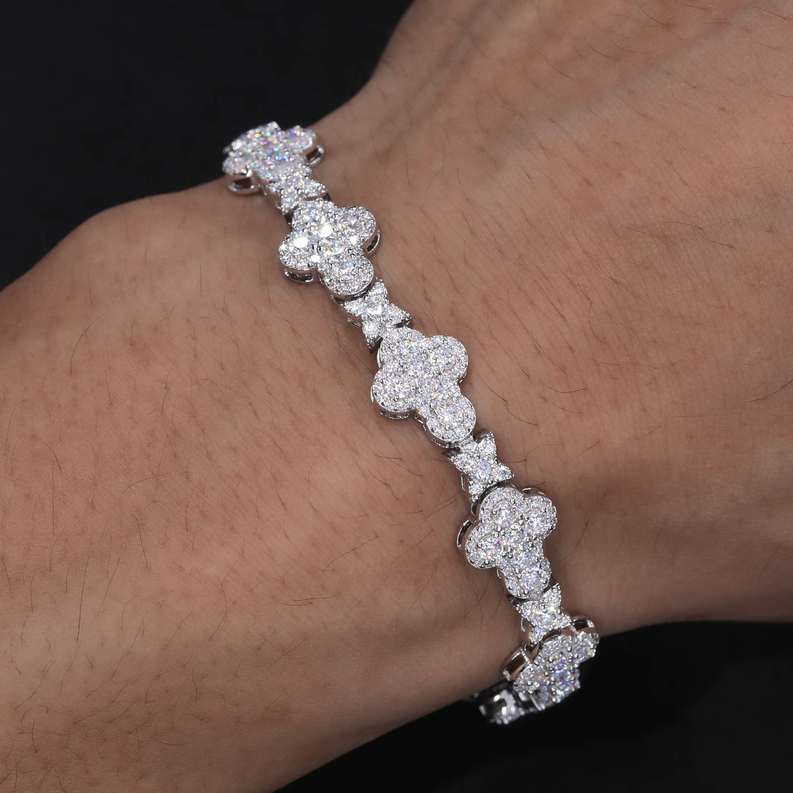 10mm S925 Moissanite Star Cross Link Bracelet