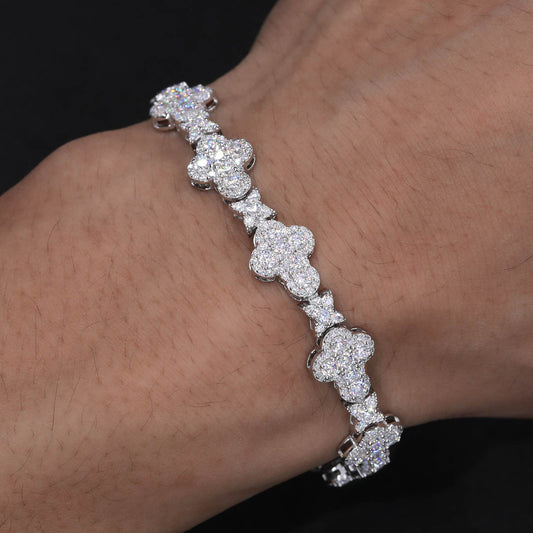 10mm S925 Moissanite Star Cross Link Bracelet