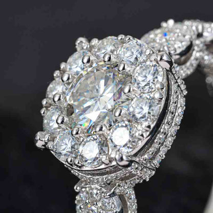 S925 Moissanite Halo Engagement Ring