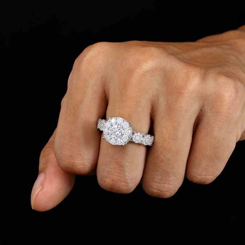 S925 Moissanite Halo Engagement Ring