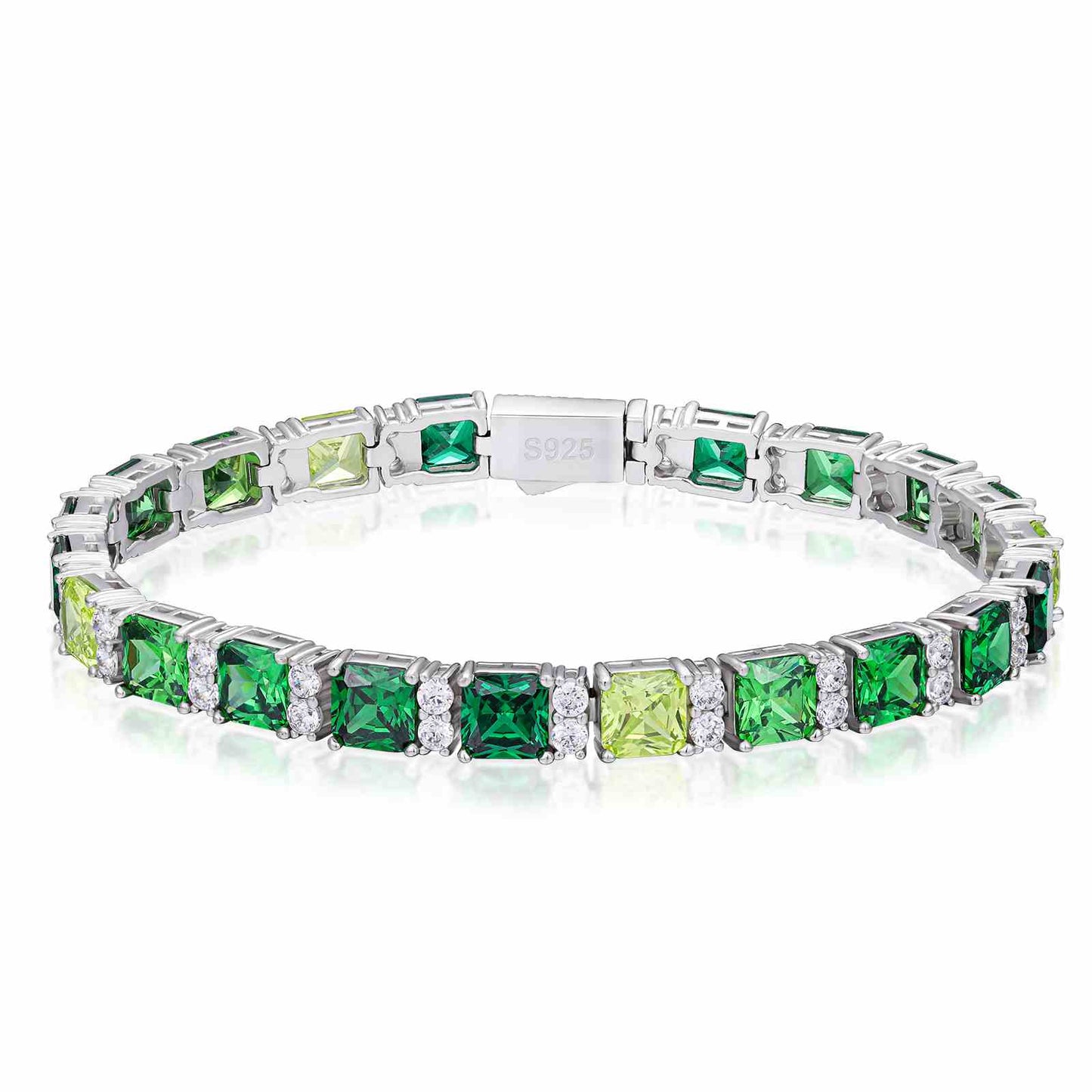 7mm S925 Gradient Color Asscher Cut Tennis Bracelet