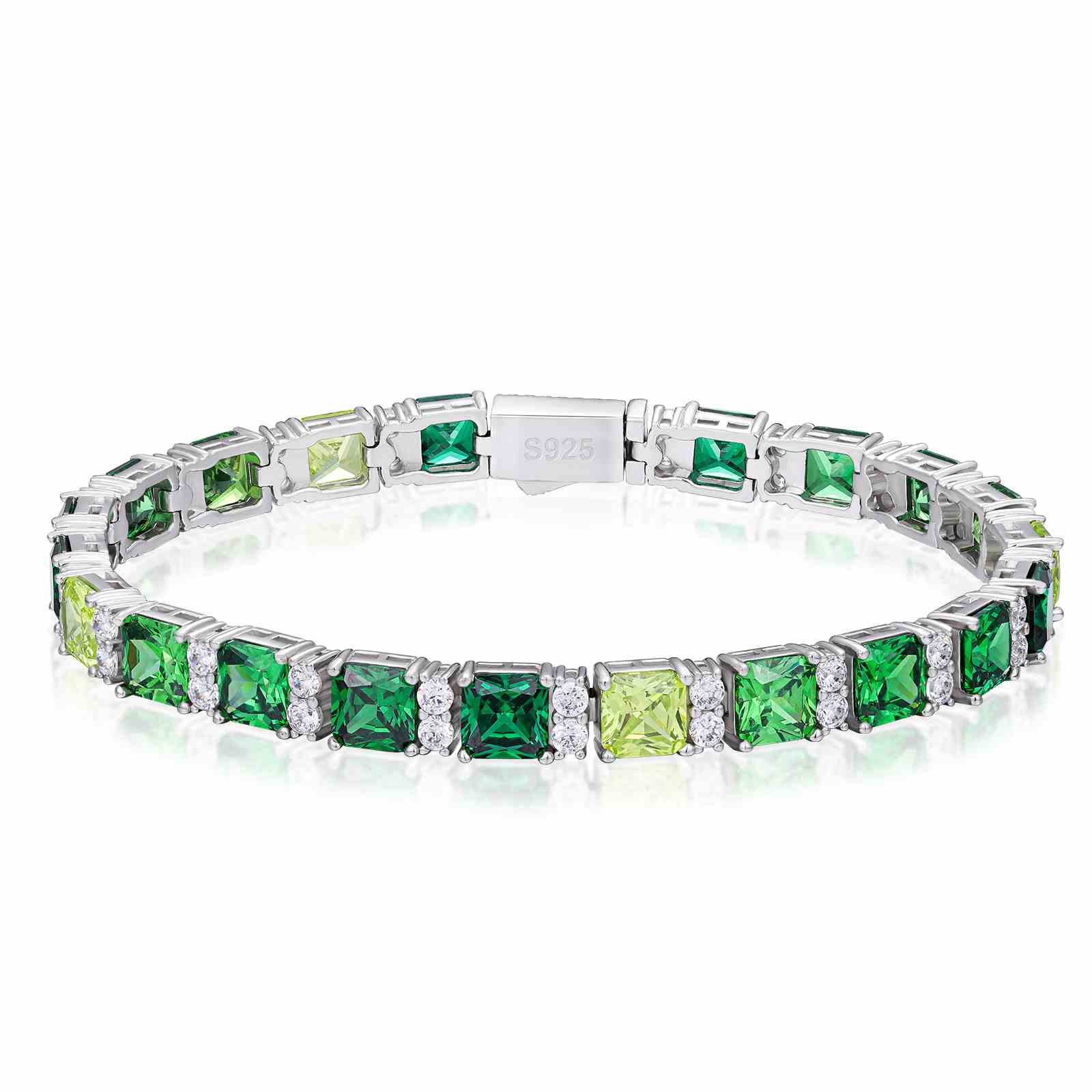 7mm S925 Gradient Color Asscher Cut Tennis Bracelet