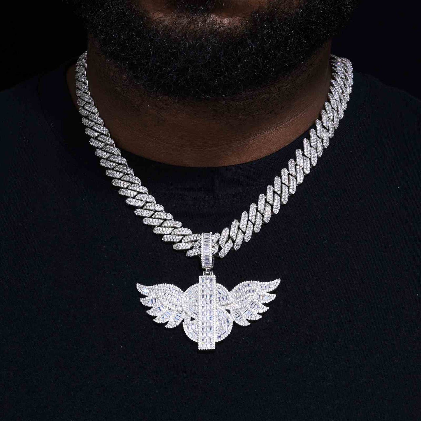 S925 Moissanite US Dollar Wing Pendant