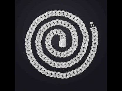 8mm Prong 2 Row CZ Buble Cuban Link Chain