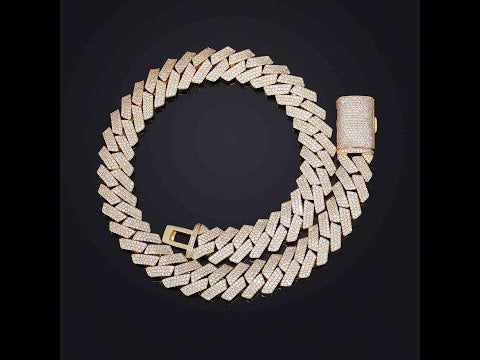 18mm Prong 3 Rows CZ Cuban Link Chain