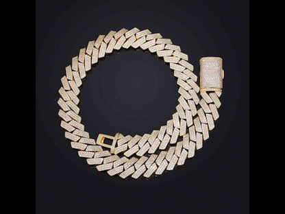 18mm Prong 3 Rows CZ Cuban Link Chain