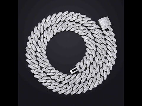14mm 2 Rows CZ Prong Cuban Link Chain