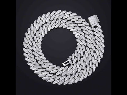 14mm 2 Rows CZ Prong Cuban Link Chain
