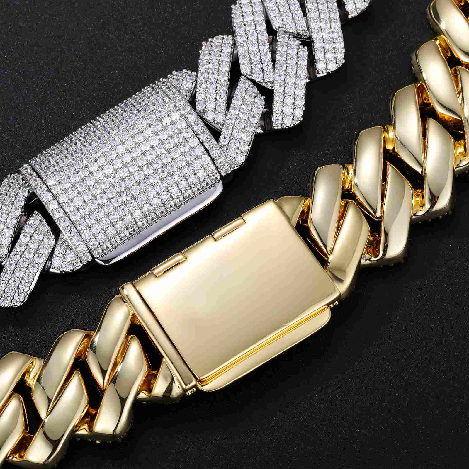 25mm Prong 3 Rows CZ Diamond Cuban Link Chain