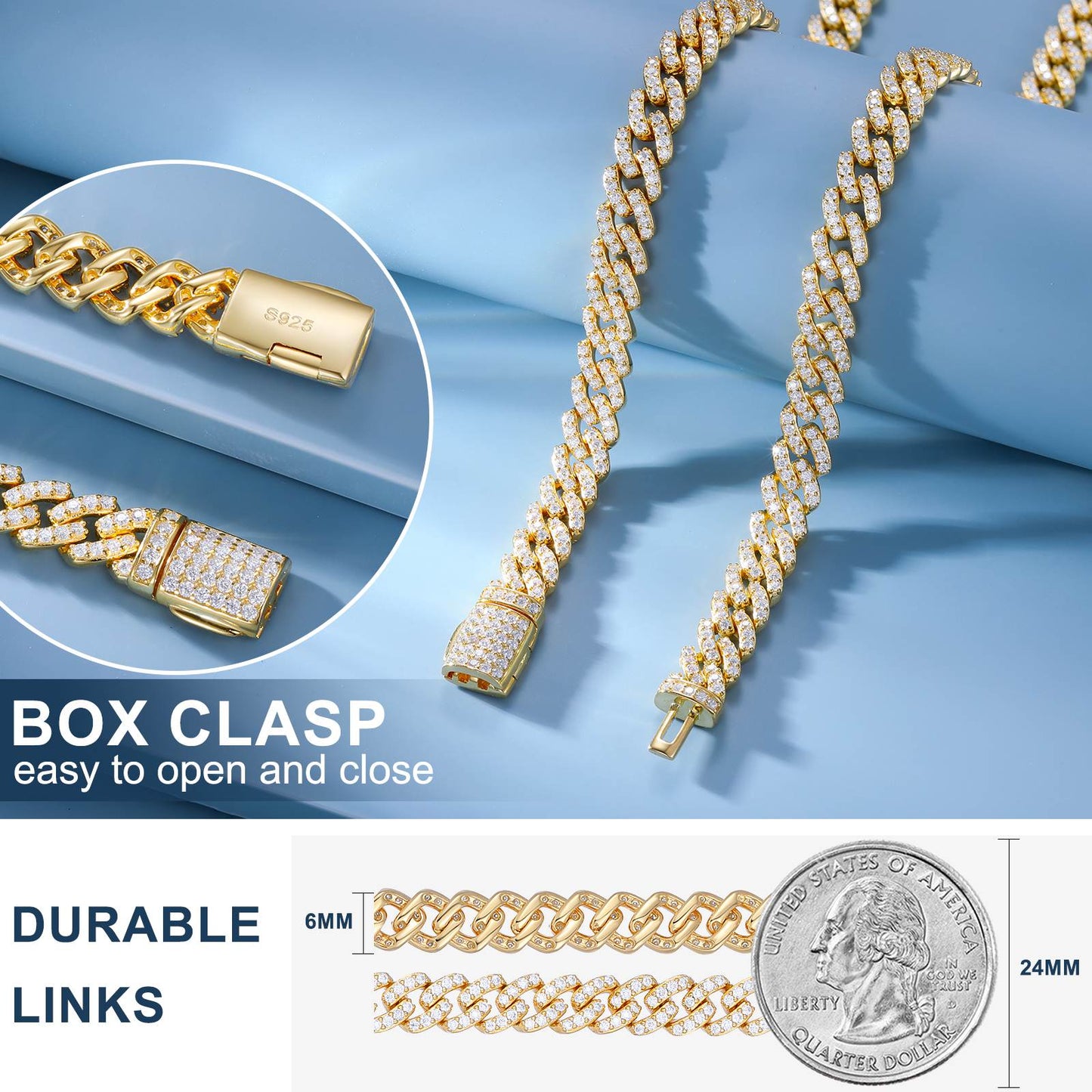 6mm S925 Moissanite Cuban Link Bracelet