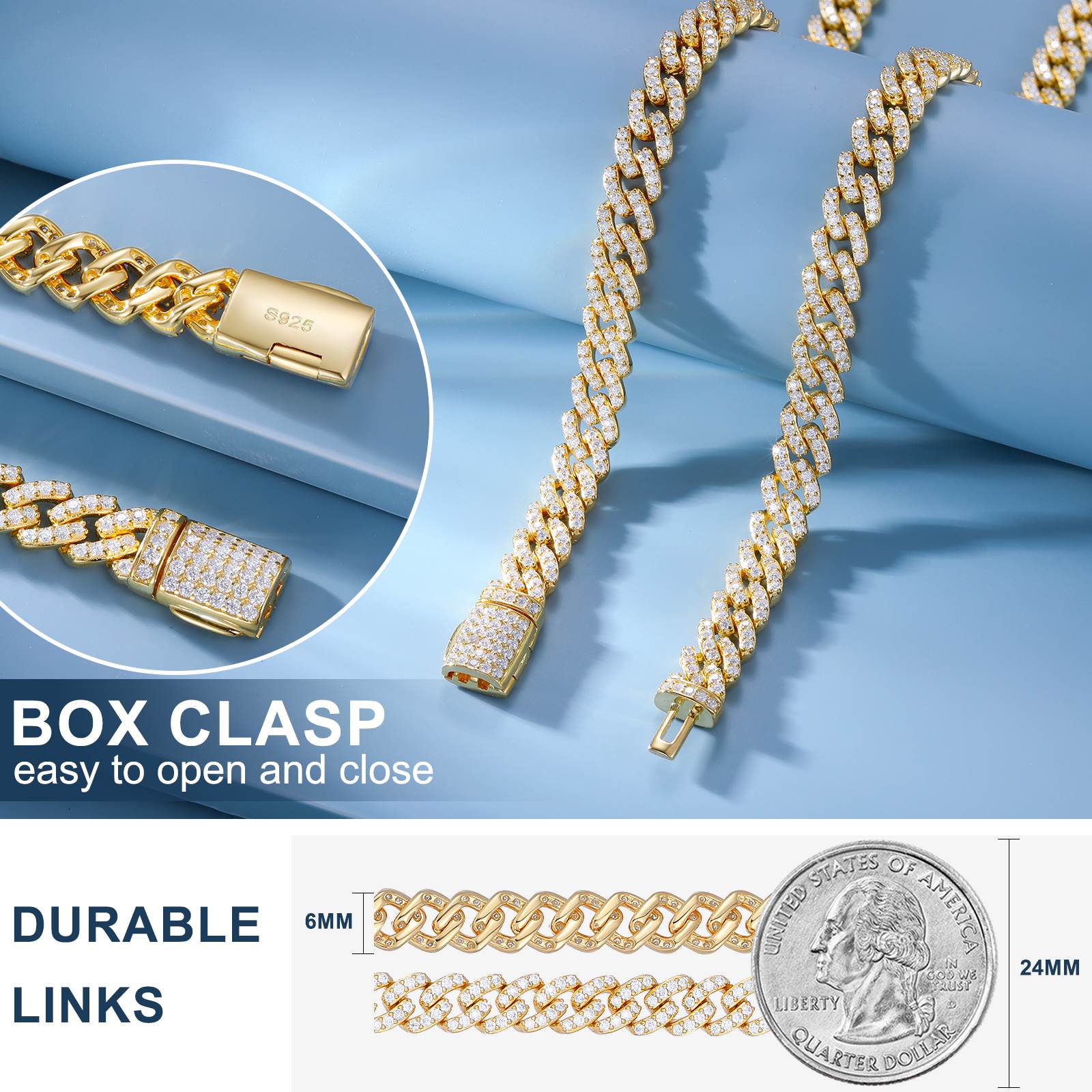 6mm S925 Moissanite Cuban Link Bracelet